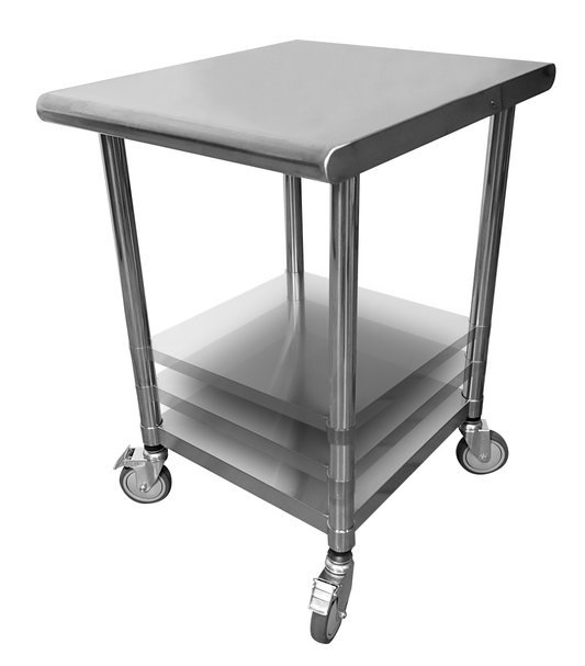 VacMaster Steel 20" X 24" 18-Gauge Stainless Steel Mobile Work Table