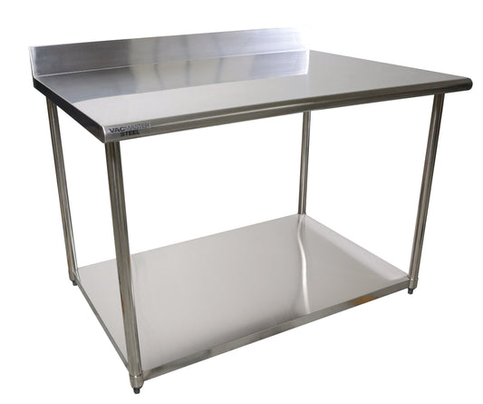 VacMaster Steel 36" X 48" 18-Gauge Stainless Steel Work Table with 4" Backsplash